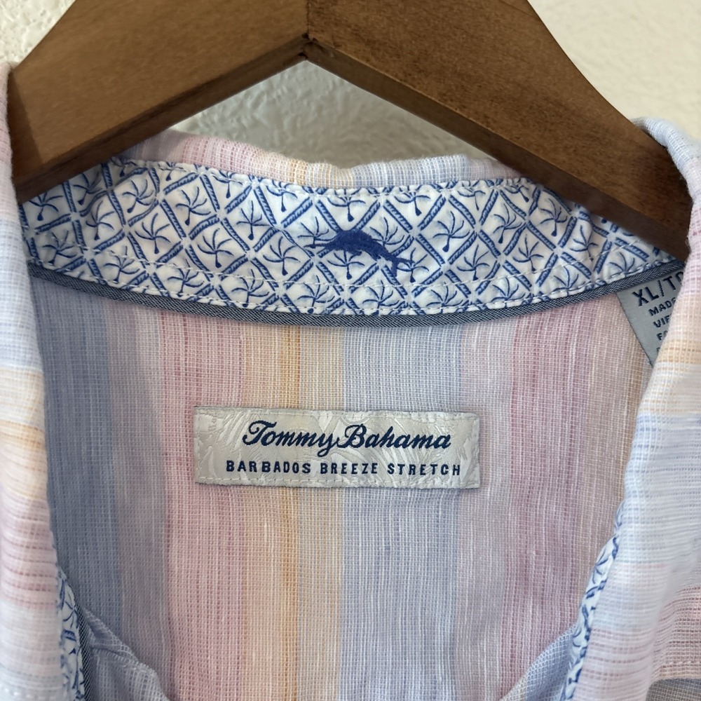 Tommy‎ Bahama Barbados Breeze Linen Shirt Men XL Pastel Flip Cuff Stretch - Picture 5 of 16